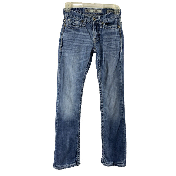 BKE Aiden Jeans Mens 24R Light‎ Wash Denim Distress Destroyed Boot Altered Hem - Picture 1 of 12
